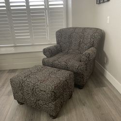 Ashley Furniture Chair, Ottoman, and Pillows - PRICE REDUCED