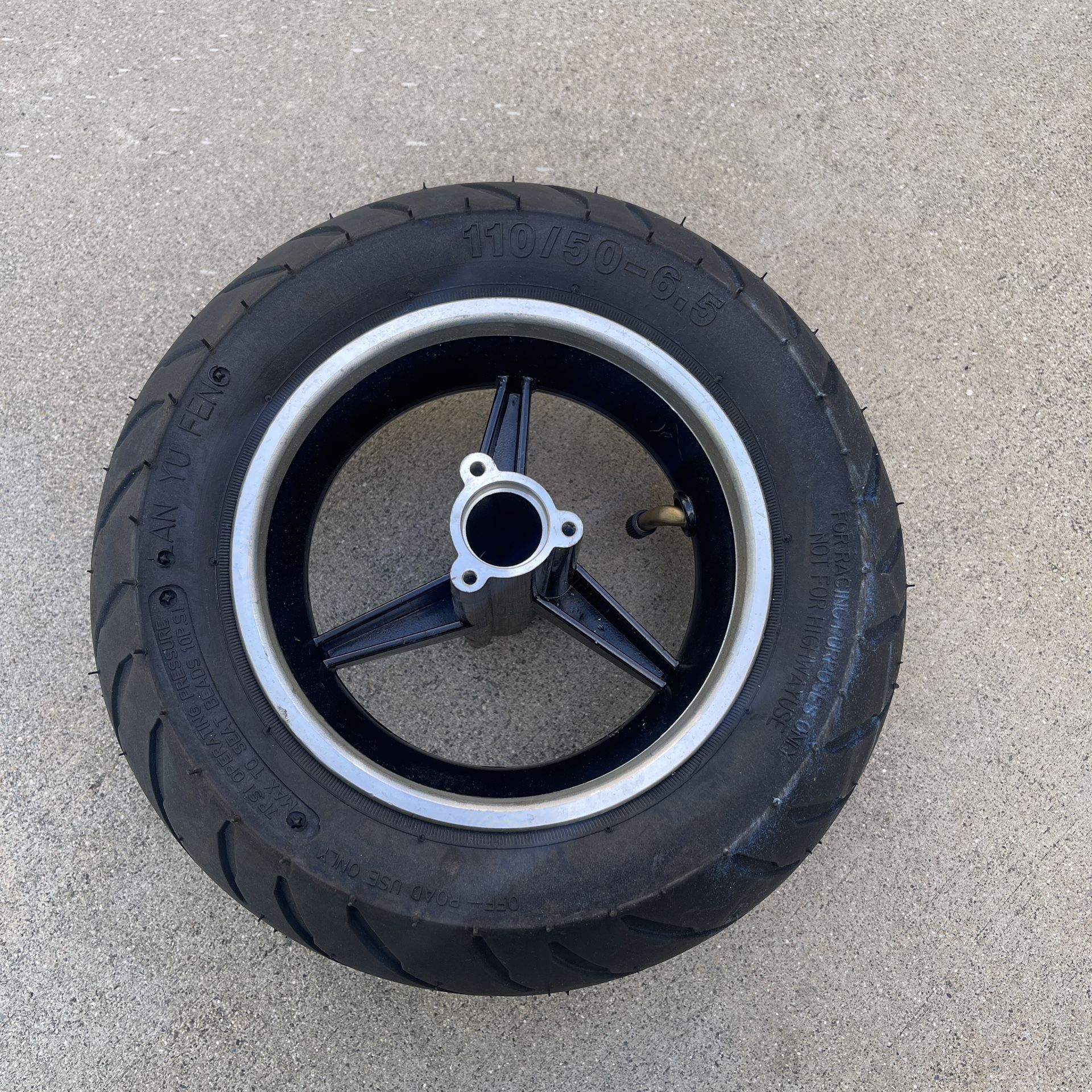 110/50-6.5” Mini Bike Wheel Rear Tire, Rubber Wheel Tire and Rim Package for 49cc 2-Stroke Pocket Rocket Bike Motorcycle