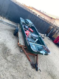Green Aluminum Jon Boat with Trailer