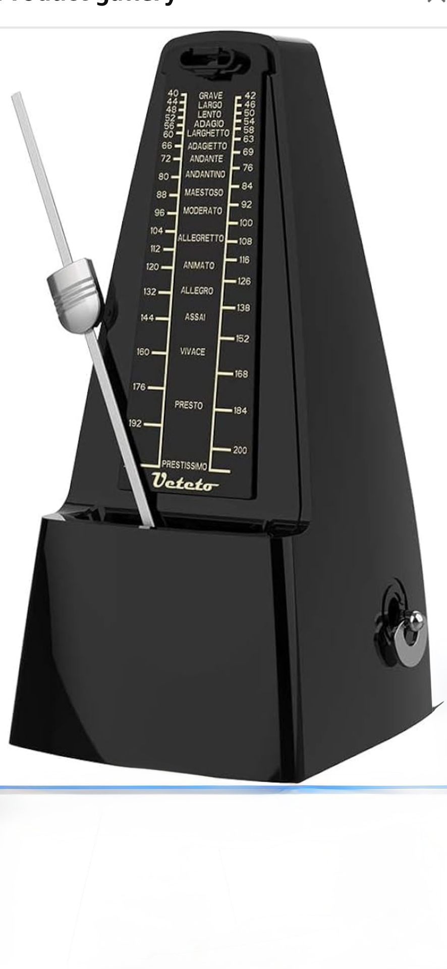 Veteto Mechanical Metronome Black/Loud Sound Piano Drum Violin Guitar. Musician Sleep Hypnotize Yoga