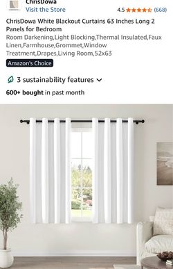 White Blackout Curtains 2 Panels 52x63