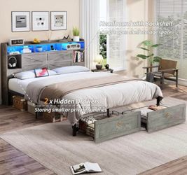 New in box- grey king size bed frame