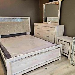 ALTYRA WHITE LED UPHOLSTERED PANEL BEDROOM SET