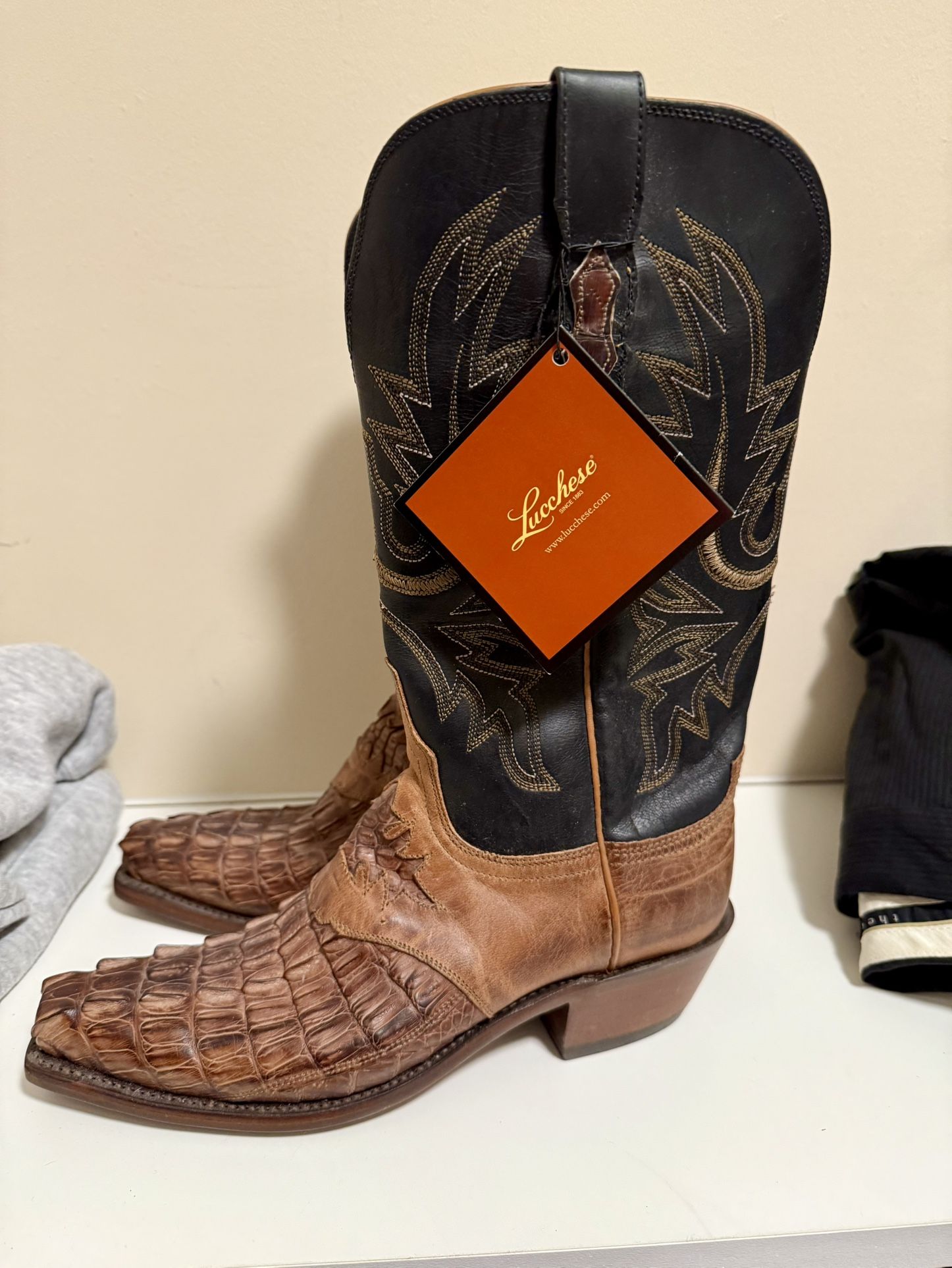 Lucchese Black and Brown Leather Boots Lucchese - Black Cherry Cowboy Boots - Timeless Style and  main image 2
