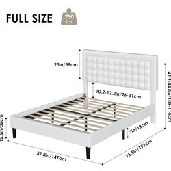 Full size white bed frame