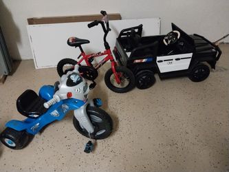Battery Powered Police Car & Tricycles