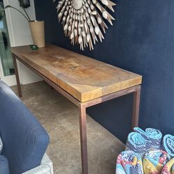 Wood And Iron Base Console