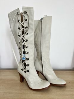 Lace Up/Zipper High Knee Heeled Combat Boot