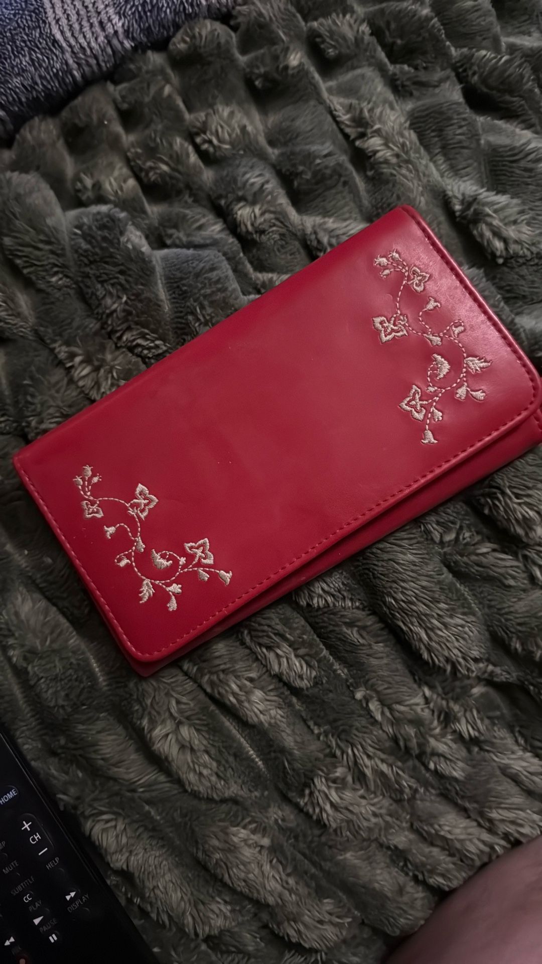 Red Wallet Embroidered
