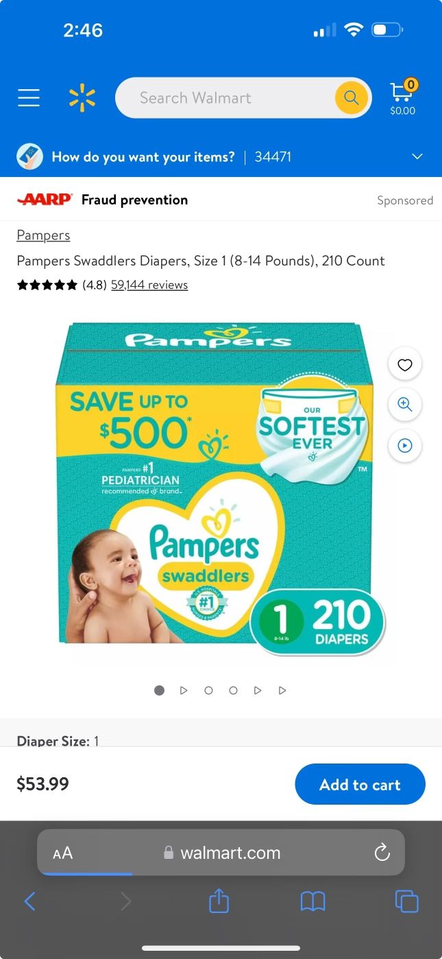 Pampers Swaddlers One Month