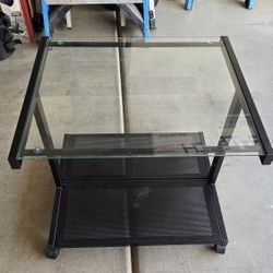 Glass Rolling Printer Cart  W24 x L19 1/2 x H22 1/2