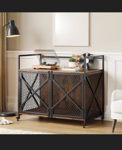 31" Dog Crate Furniture with Wheels, Chew-Resistant Dog Kennel Indoor, Decorative Dog Cage End Table, Heavy Duty Pet House for Small to Medium Dogs