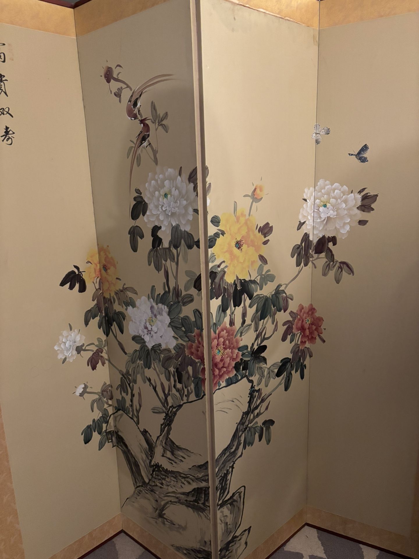 Chinese screen partition hand painted