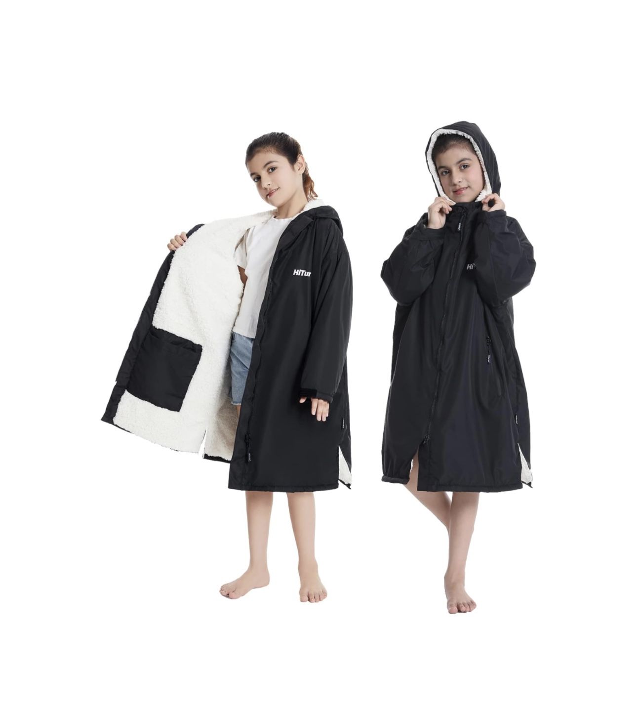 HiTurbo Kids Waterproof Swim Parka Pit 2 Pit 24 inches Length 33 inches Would fit a small woman or a child maybe size 14/16