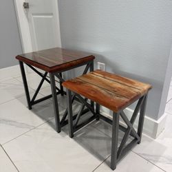 Wood Top Side Tables Staggering Heights
