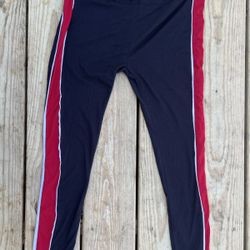 Ready To Go Black Red White Striped Leggings Size M  