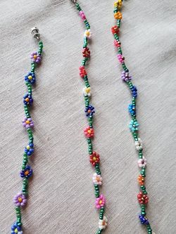 Handcrafted beaded flower bracelet/anklet or necklace/choker.