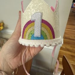 First Birthday Sparkly  Crown Girl 