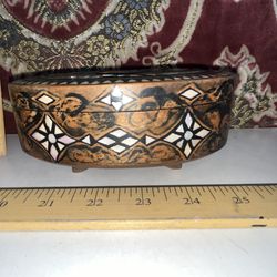 Antique Carved Chinese Box Mother Of Pearl Inlay