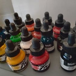 Acrylic Ink Lot - Daler Rowney FW + Liquitex - 15 Bottles
