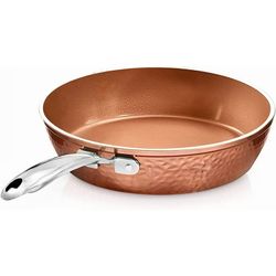 GOTHAM STEEL Hammered 12 Inch Non Stick Frying Pan, Induction Pan, Nonstick Skillet, Nonstick Ceramic Frying Pan Cooking, Dishwasher Safe, Copper