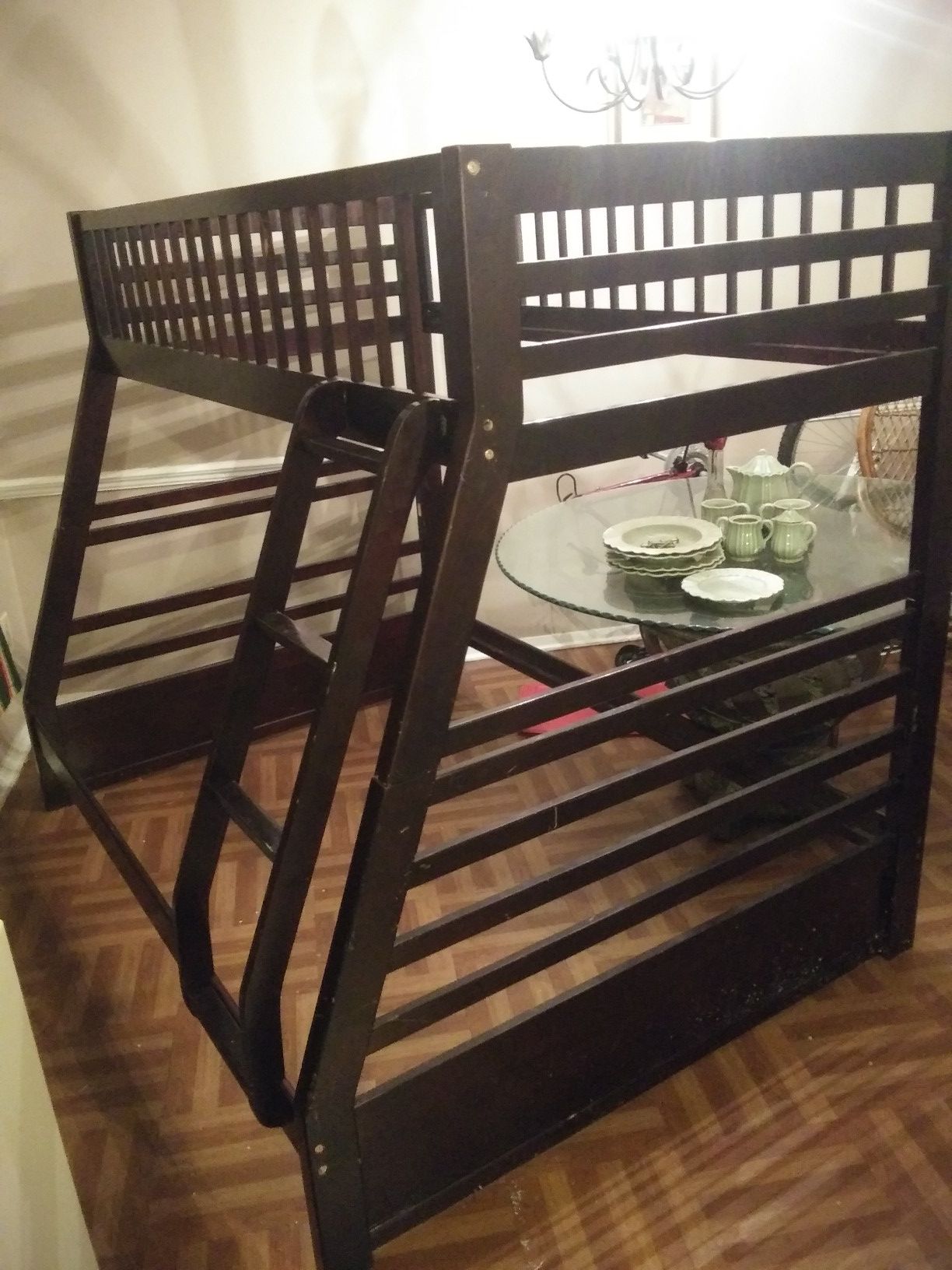 Wooden double bunk bed