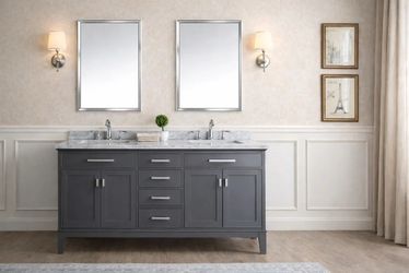 72” Double Sink Bathroom Vanity with Marble Top