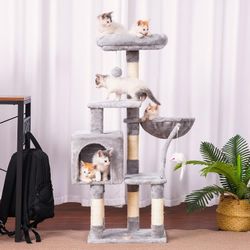 Large Cat Scratching Post House Condo Tower Tree Cozy Hammock Perch Toy Indoor Cats