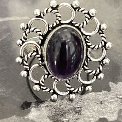 Amethyst ring, sterling, silver