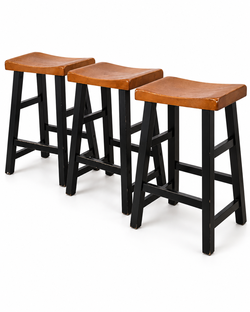 3 Solid Wood Saddle Stools — $40 for the Set
