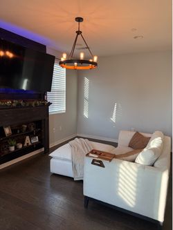 White couch & oversize ottoman