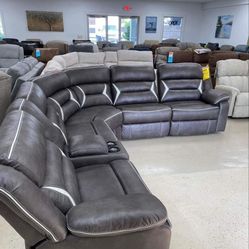 KINCORD MIDNIGHT LAF POWER RECLINER SECTIONAL4-PIECE (LAF SOFA, ARMLESS CHAIR, WEDGE, RAF RECLINER)