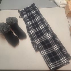 New Flannel Pajamas With New Slippers