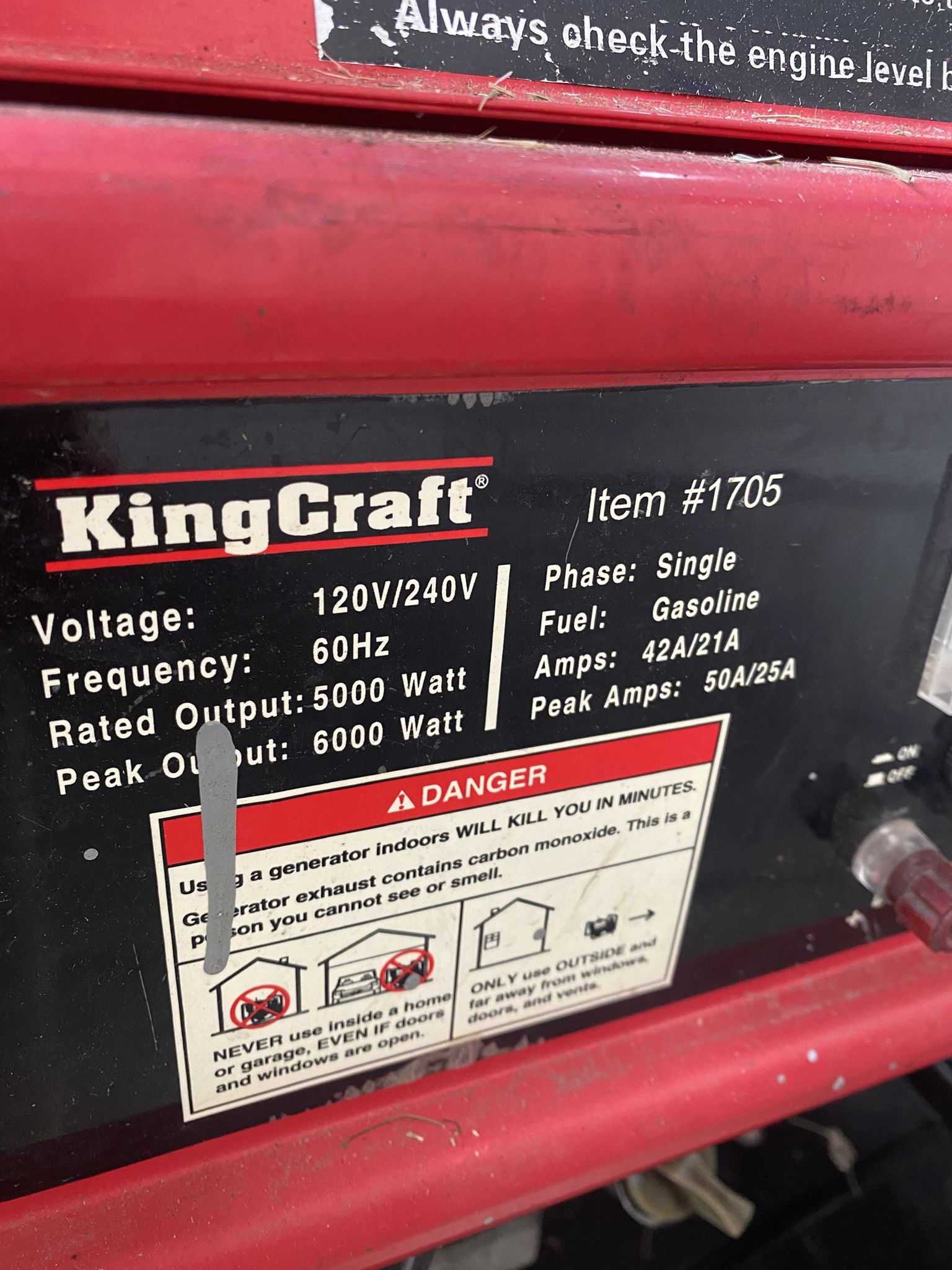 King Kraft generator 4500watts