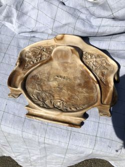 Vintage incolay stone trinket tray