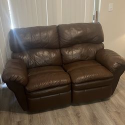 Real leather love seat recliner