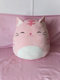 Squishmallows 16" Paulita Pink Cat Plush Pillow - Blush & White