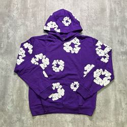 PURPLE DENIM TEAR HOODIE