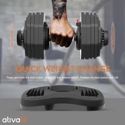 B-162 Ativafit 88LBS Adjustable Dumbbell  with Anti-slip Handle 12 In 1 Quick Dial Adjustment Weights With Safety Locking Button Spa