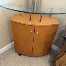 Accent Table With Glass Top And Storage 