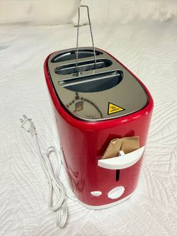 Red 2-Slice Toaster with Bun Rack