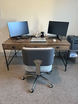 Desk, Chair And Printer