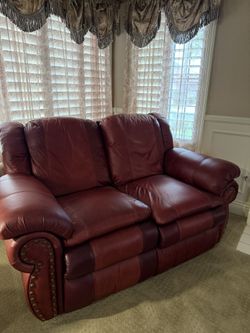 Two Leather Burgundy Couches