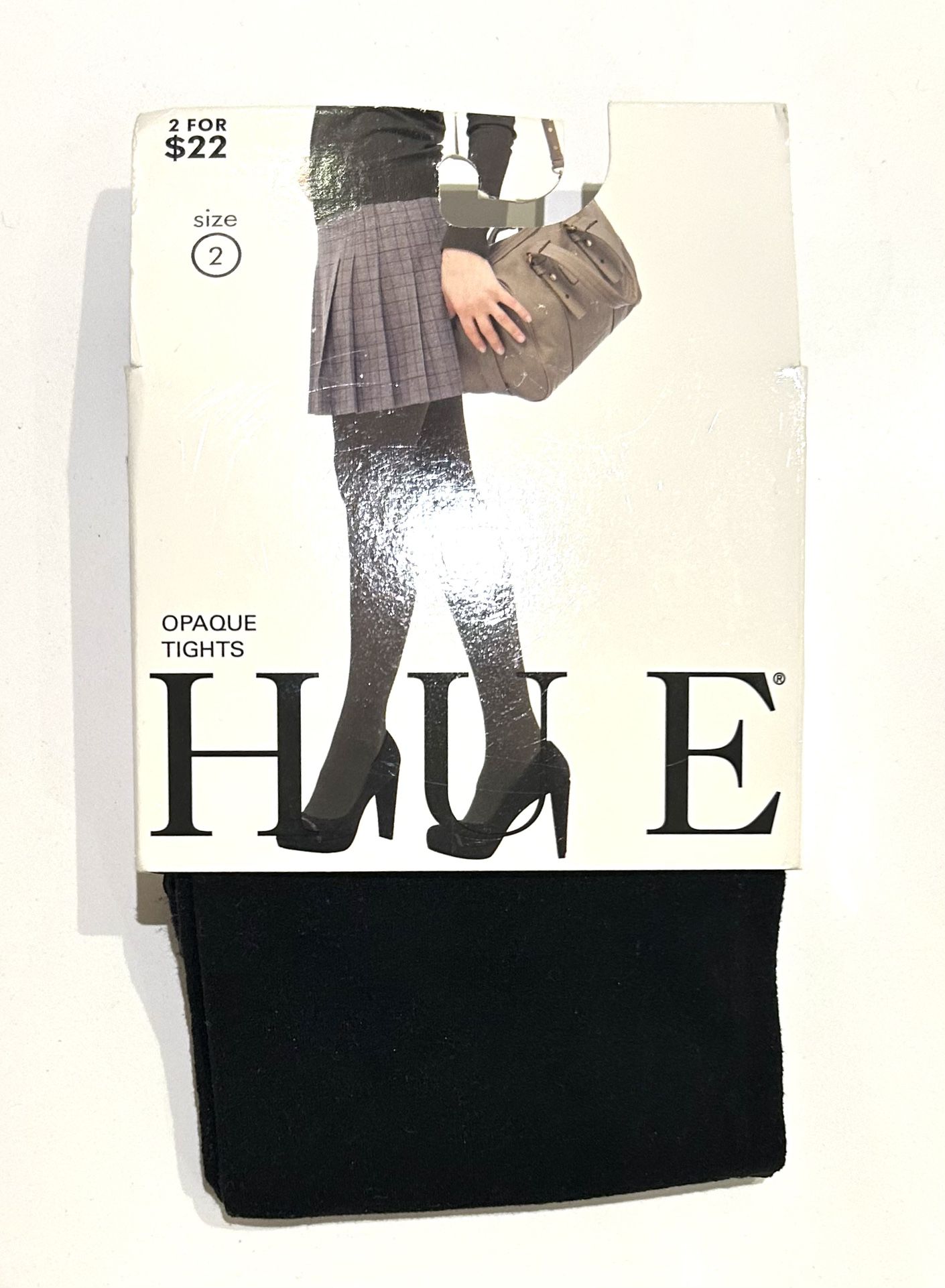 NEW! NWT Women's Hue Opaque Tights 1 Pair Size 2 Black #4689