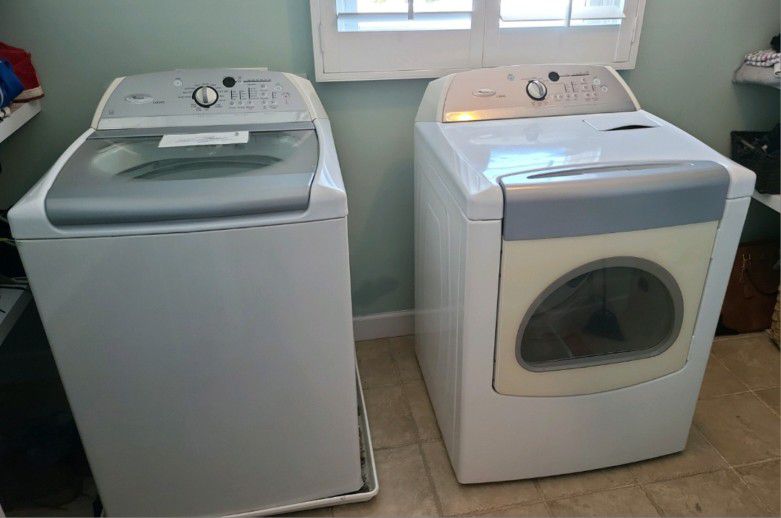 Whirlpool Commercial, large washer and dryer.