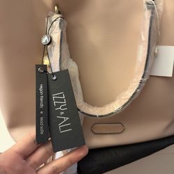 Izzy & Ali 2-in-1 Vegan Leather Tote Bag + Pouch – New With Tags (Blush Pink)