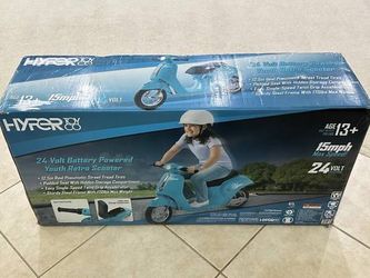 Brand New 24V Hyper Toys Retro Electric Scooter Blue, Ages 13+