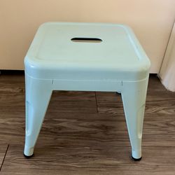 Metal short stool, turquoise