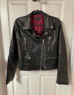 Women's Black Faux Leather Jacket Size Large