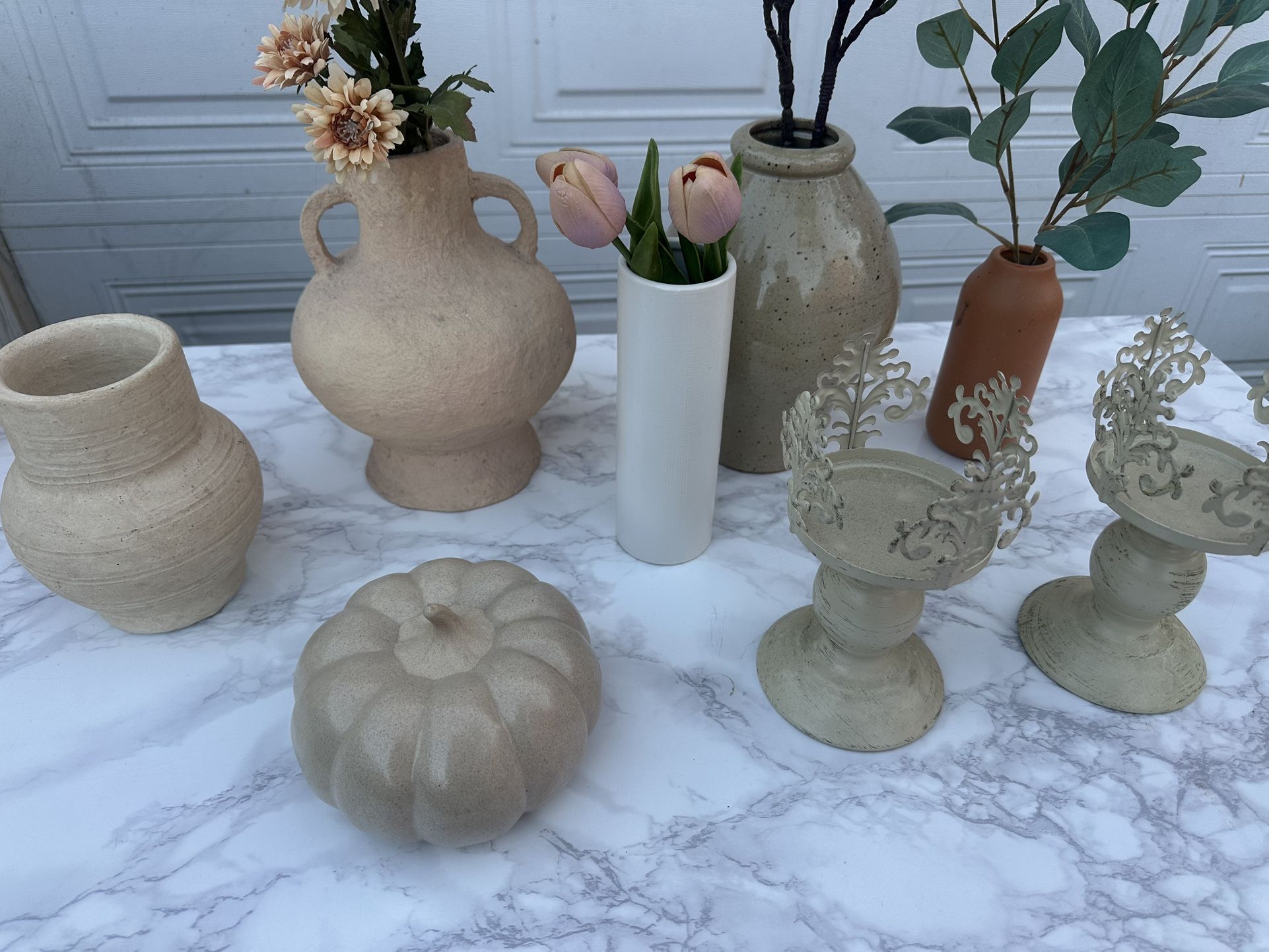 Home Decor Faux Flowers Vases And Candle Holders